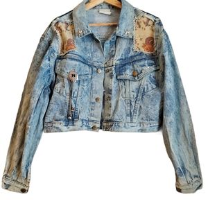 Vintage Women's Boho Crop Jean Jacket Size Small